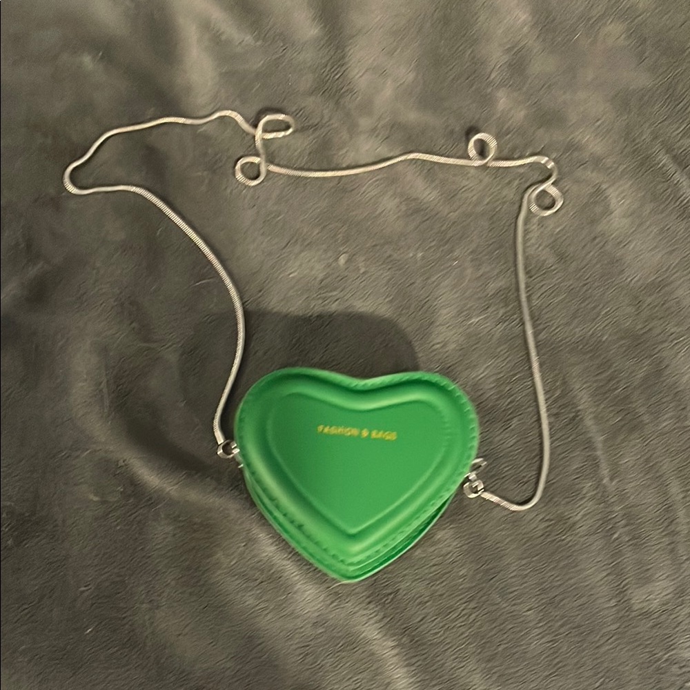 Vibrant Green Crossbody Bag with Heart Design